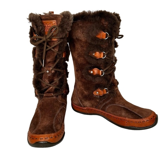 The North Face Abby II Brown Suede & Faux Fur Lace-Up Calf High Waterproof Boots - Picture 2 of 13